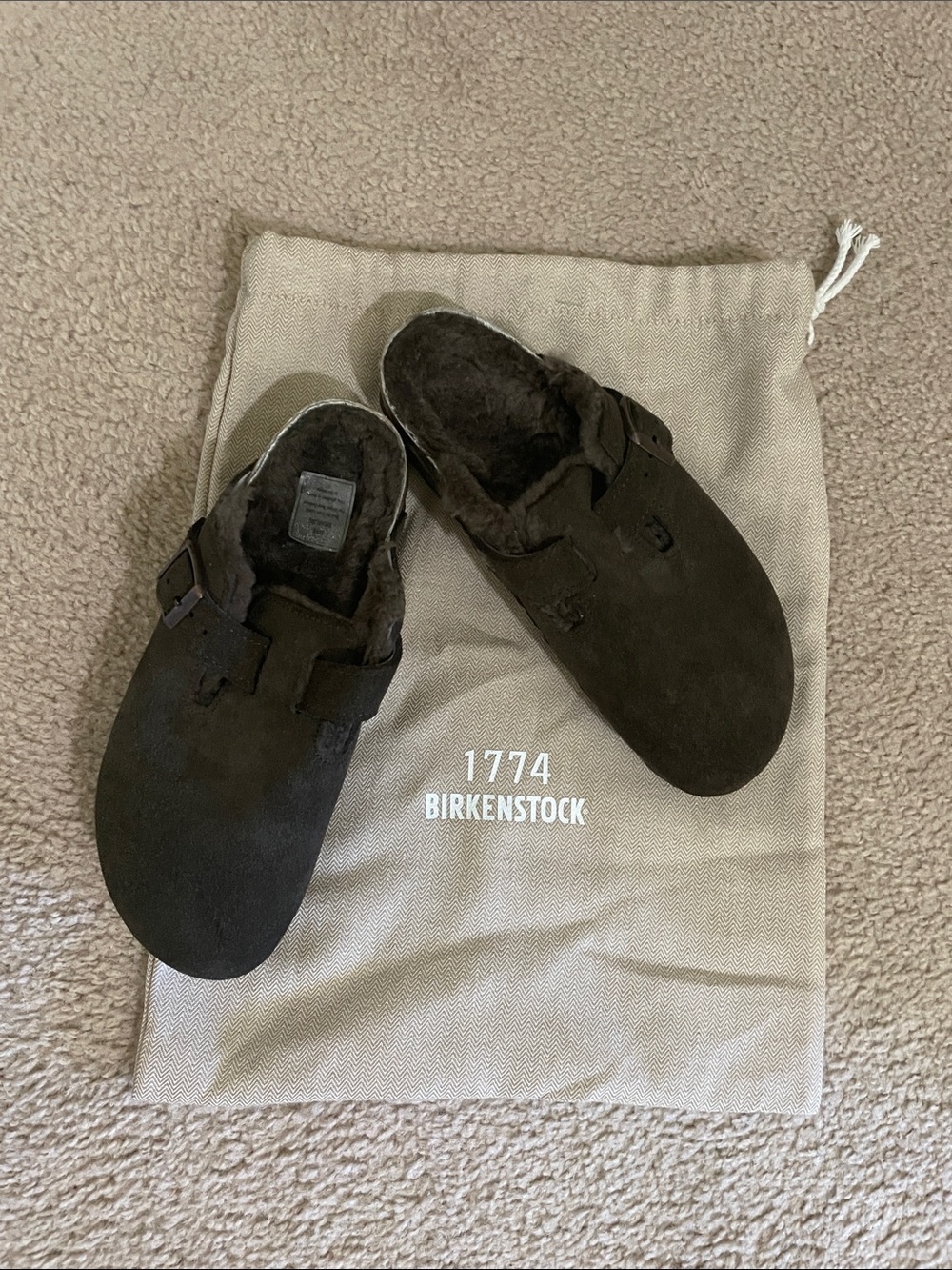 NWOB  Suede Shearling Fur-Lined Slip-On Clog - Dark Brown Suede - Picture 11 of 12
